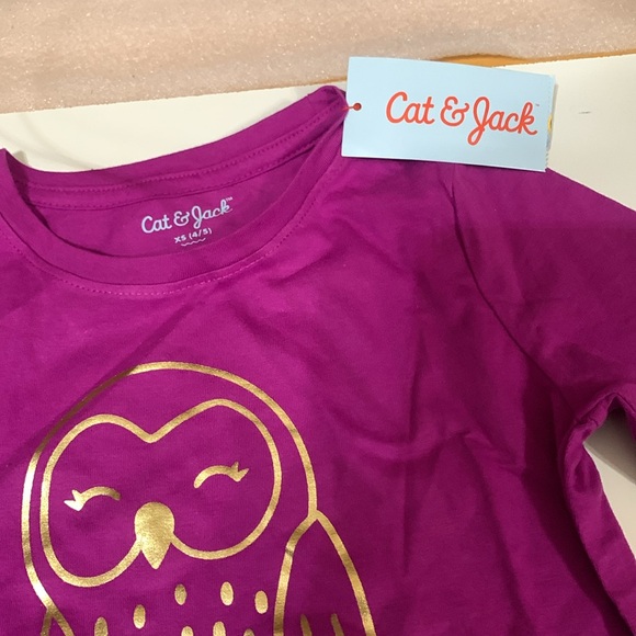 Cat and Jack XS 4-5 Girls Long Sleeve Purple T-Shirts NWT - Picture 4 of 7